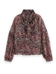 Scotch & Soda Bluzka w kolorze bordowo-białym rozmiar: 36. Czerwone bluzki Scotch & Soda, bez wzorów, bez kołnierzyka, bez ramiączek. Za 184.89 zł.
