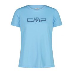 Koszulka turystyczna damska CMP. Niebieskie koszulki sportowe CMP, bez wzorów, bez ramiączek. W wyprzedaży za 139.99 zł.