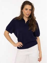 Zwillingsherz Koszulka polo w kolorze granatowym rozmiar: S. Niebieskie koszulki polo Zwillingsherz, s, bez wzorów, z kaszmiru, bez kołnierzyka, bez ramiączek. Za 347.99 zł.