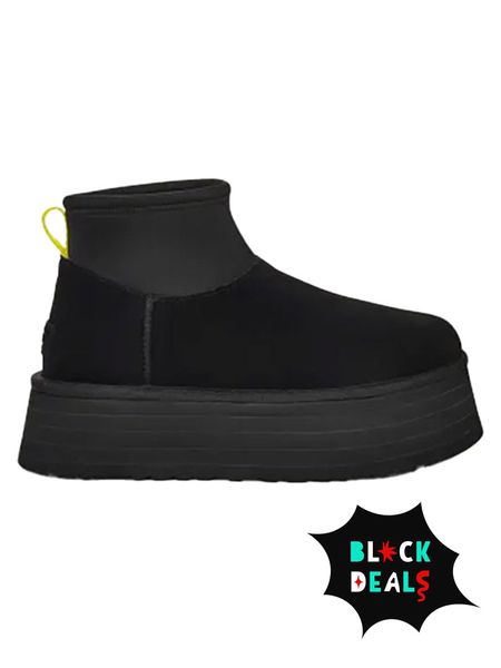 UGG Skórzane botki "Classic Mini Dipper" w kolorze czarnym rozmiar: 38. Czarne botki UGG, bez wzorów, ze skóry, bez obcasa, na platformie, bez zapięcia. Za 711.08 zł.
