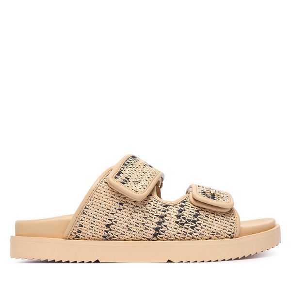 Klapki Tommy Hilfiger. Brązowe klapki TOMMY HILFIGER, bez wzorów, bez obcasa. Za 529.99 zł.