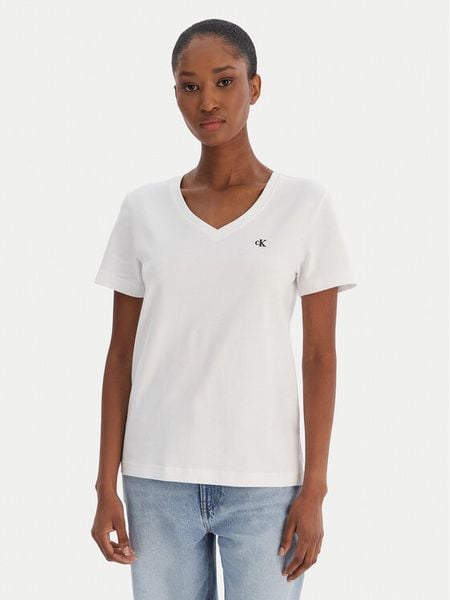 Calvin Klein Jeans T-Shirt Ss Monogram Vnk LV047B205G Biały Regular Fit. Białe t-shirty Calvin Klein Jeans, s, bez wzorów, z bawełny, bez kołnierzyka, bez ramiączek. Za 149.99 zł.