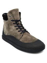 Groundies Skórzane buty "Torino" w kolorze szarobrązowym do chodzenia na boso rozmiar: 40. Brązowe botki Groundies, bez wzorów, z nubiku, bez obcasa, bez zapięcia. Za 339.99 zł.