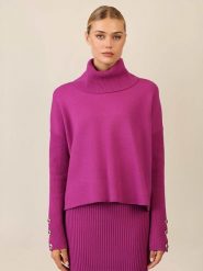 APART Golf w kolorze fioletowym rozmiar: 36/38. Różowe golfy Apart, bez wzorów, z kaszmiru, bez ramiączek. Za 187.52 zł.