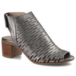 Srebrne Sandały Lanqier Damskie Modne Buty Letnie. Szare sandały Lanqier, bez wzorów, ze skóry, eleganckie, bez obcasa, na obcasie, bez zapięcia. Za 219.00 zł.