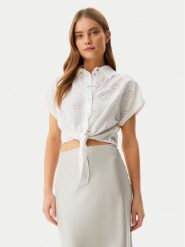 Guess Koszula W5GH34WG822 Biały Regular Fit. Białe koszule Guess, xxl, z aplikacjami, z syntetyku, bez kołnierzyka, bez ramiączek. Za 237.00 zł.