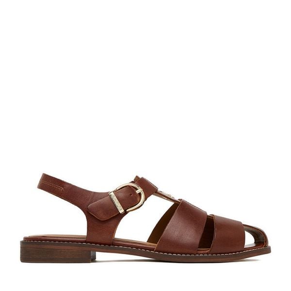 Sandały Beverly Hills Polo Club. Brązowe sandały Beverly Hills Polo Club, bez wzorów, bez obcasa, na płaskiej podeszwie, bez zapięcia. Za 253.99 zł.