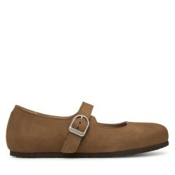 Baleriny Birkenstock. Brązowe baleriny Birkenstock, bez wzorów, bez obcasa. Za 629.99 zł.