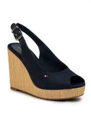 Tommy Hilfiger Sandały Iconic Elena Sling Back Wedge FW0FW04789 Granatowy. Niebieskie espadryle TOMMY HILFIGER, bez wzorów, z materiału, bez obcasa, na koturnie, bez zapięcia. Za 299.99 zł.