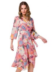 Stylove Sukienka w kolorze jasnoróżowym rozmiar: L. Różowe sukienki Stylove, l, bez wzorów, z tkaniny, bez kołnierzyka, bez ramiączek, midi, kopertowe. Za 287.51 zł.