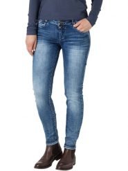 Timezone Dżinsy "Enya" - Slim fit - w kolorze niebieskim rozmiar: W31/L32. Niebieskie jeansy Timezone, l, z aplikacjami, z podwyższonym stanem. Za 101.23 zł.