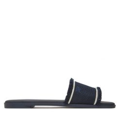 Klapki Tommy Hilfiger. Niebieskie klapki TOMMY HILFIGER, bez wzorów, bez obcasa. Za 359.99 zł.