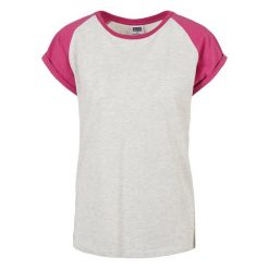 T-shirt Damski Kontrastowy Raglanowy. Fioletowe t-shirty Urban Classics, xl, bez wzorów, bez kołnierzyka, bez ramiączek. Za 64.99 zł.