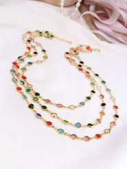 L'Atelier de Gaia Pozłacany naszyjnik z kryształami - dł. 50 cm rozmiar: onesize. Żółte naszyjniki L'Atelier de Gaia, z kryształem, pozłacane. Za 69.99 zł.