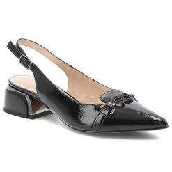 Sandały damskie S.Barski, z odkrytą piętą na stabilnym obcasie wykonane z lakierowanej skóry naturalnej z regulowanym paskiem i subtelną metalową ozd. Czarne sandały S.BARSKI, z aplikacjami, ze skóry, bez obcasa, na obcasie, bez zapięcia. Za 299.00 zł.
