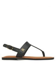 Tommy Hilfiger Sandały FW0FW08505 Czarny. Czarne sandały TOMMY HILFIGER, bez wzorów, ze skóry, bez obcasa, na płaskiej podeszwie, bez zapięcia. Za 349.99 zł.