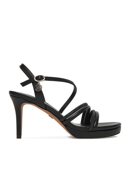 Nine West Sandały CEO-25120-2508 Czarny. Czarne sandały Nine West, bez wzorów, z materiału, bez obcasa, na szpilce, bez zapięcia. Za 229.99 zł.