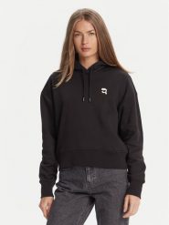 KARL LAGERFELD Bluza A3W20053 Czarny Regular Fit. Czarne bluzy KARL LAGERFELD, xs, bez wzorów, z bawełny, bez kaptura. Za 959.99 zł.