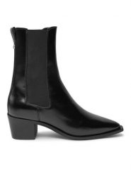 Calvin Klein Botki Heel Cowboy HW0HW02315 Czarny. Czarne botki Calvin Klein, bez wzorów, ze skóry, bez obcasa, na słupku, bez zapięcia. Za 949.99 zł.