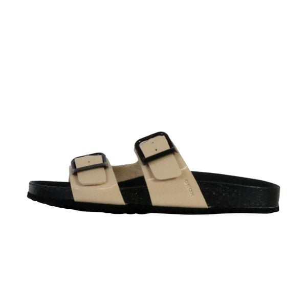 Sandały damskie Geox Brionia R M. Brązowe sandały Geox, bez wzorów, bez obcasa, bez zapięcia. W wyprzedaży za 281.30 zł.