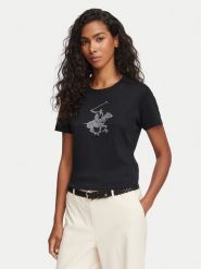 Beverly Hills Polo Club T-Shirt L1608-HR Czarny Regular Fit. Czarne koszulki polo Beverly Hills Polo Club, l, bez wzorów, z bawełny, bez kołnierzyka, bez ramiączek. Za 129.99 zł.