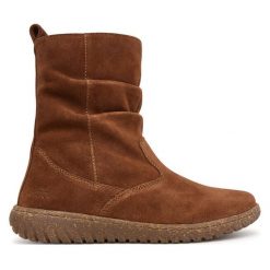 Botki Josef Seibel. Brązowe botki Josef Seibel, bez wzorów, bez obcasa, na płaskiej podeszwie, bez zapięcia. Za 499.99 zł.