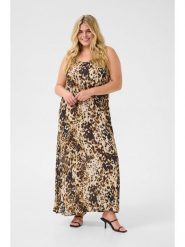 KAFFE curve Sukienka w kolorze beżowo-czarnym rozmiar: 44. Brązowe sukienki KAFFE curve, bez wzorów, z wiskozy, bez kołnierzyka, bez ramiączek, maxi. Za 140.20 zł.