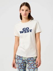 DAMSKA KOSZULKA WRANGLER TEE VINTAGE WHITE 112362572. Białe bluzki Wrangler, s, bez wzorów, vintage, bez kołnierzyka, bez ramiączek. Za 79.99 zł.