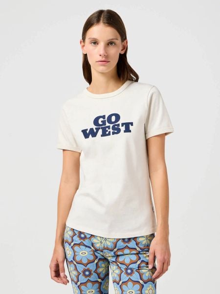 DAMSKA KOSZULKA WRANGLER TEE VINTAGE WHITE 112362572. Białe bluzki Wrangler, m, bez wzorów, vintage, bez kołnierzyka, bez ramiączek. Za 79.99 zł.