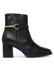 Tommy Hilfiger Botki TH Stud Heel Riding Ankle Boot FW0FW09552 Czarny. Czarne botki TOMMY HILFIGER, bez wzorów, ze skóry, bez obcasa, na słupku, bez zapięcia. Za 849.99 zł.