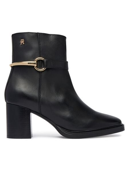 Tommy Hilfiger Botki TH Stud Heel Riding Ankle Boot FW0FW09552 Czarny. Czarne botki TOMMY HILFIGER, bez wzorów, ze skóry, bez obcasa, na słupku, bez zapięcia. Za 849.99 zł.