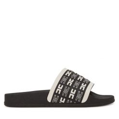Klapki Elisabetta Franchi. Czarne klapki Elisabetta Franchi, bez wzorów, bez obcasa. Za 389.99 zł.