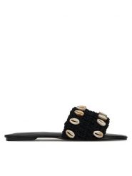 DeeZee Klapki YD2303-1 Czarny. Czarne klapki DeeZee, bez wzorów, z materiału, bez obcasa. Za 83.99 zł.