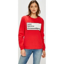 Trussardi Jeans - Bluza. Czerwone bluzy Trussardi Jeans, l, bez wzorów, z bawełny, bez kaptura. W wyprzedaży za 199.90 zł.