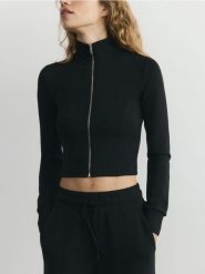 Rozpinana bluza z modalem - czarny. Czarne bluzy Reserved, l, bez wzorów, z dzianiny, bez kaptura. Za 119.99 zł.