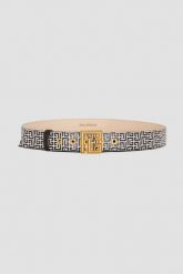 BALMAIN Czarno-biały pasek damski Labyrinth, Rozmiar 95. Białe paski Balmain, bez wzorów. W wyprzedaży za 1,229.99 zł.