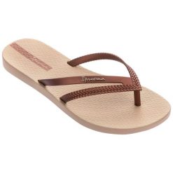 Japonki plażowe damskie Ipanema Bossa Fem. Brązowe klapki Ipanema, bez wzorów, z gumy, bez obcasa, na płaskiej podeszwie. Za 55.99 zł.