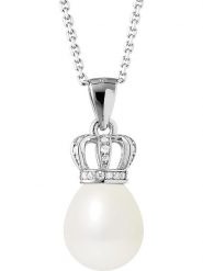 Pearl Addict Srebrny naszyjnik z zawieszką - dł. 42 cm rozmiar: onesize. Białe naszyjniki Pearl Addict, z cyrkonią, srebrne. Za 252.99 zł.