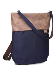 Zwei Torebka w kolorze granatowo-beżowym - 33 x 34 x 14 cm rozmiar: onesize. Brązowe torby na ramię Zwei, bez wzorów, z materiału, na ramię, bez dodatków. Za 250.94 zł.