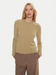 Tommy Hilfiger Sweter WW0WW44161 Brązowy Regular Fit. Brązowe swetry TOMMY HILFIGER, l, bez wzorów, z wełny, bez ramiączek. Za 269.99 zł.