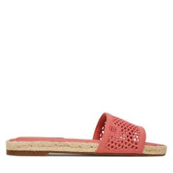 Klapki Tommy Hilfiger. Pomarańczowe klapki TOMMY HILFIGER, bez wzorów, z meshu, bez obcasa. Za 194.99 zł.