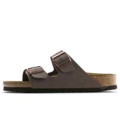 Kapcie Birkenstock Arizona Mocca Dorosłych. Brązowe obuwie domowe Birkenstock, bez wzorów, z materiału, bez zapięcia. Za 369.00 zł.