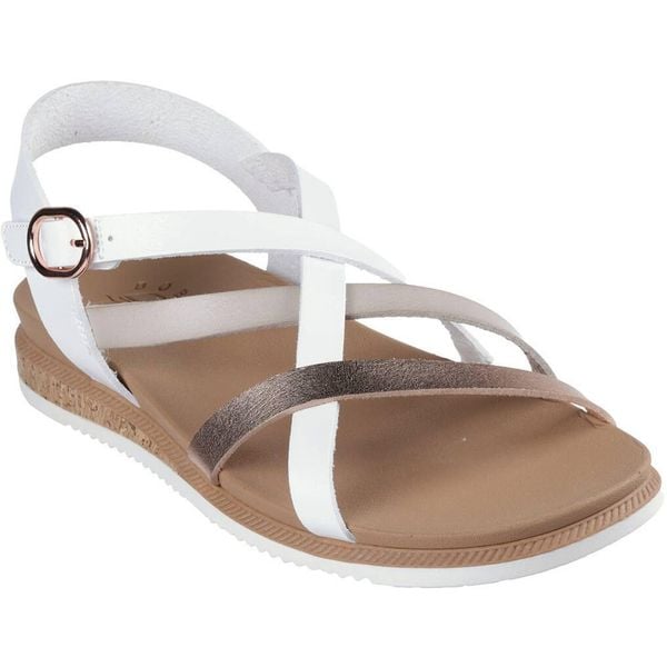 Sandały damskie Skechers Desert Kiss Low - Pe. Białe sandały Skechers, bez wzorów, z materiału, bez obcasa, bez zapięcia. Za 290.00 zł.