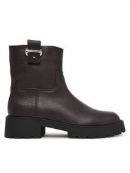 Calvin Klein Botki Chunky Ankle Boot Lth Hdw HW0HW03202 Brązowy ciemny. Brązowe botki Calvin Klein, bez wzorów, ze skóry, bez obcasa, na płaskiej podeszwie, bez zapięcia. Za 799.99 zł.