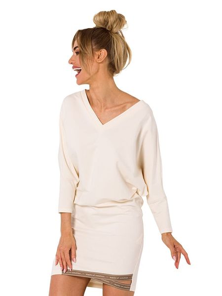 Made of emotion Sukienka w kolorze kremowym rozmiar: S. Brązowe sukienki Made Of Emotion, s, bez wzorów, bez kołnierzyka, bez ramiączek, mini. Za 194.95 zł.