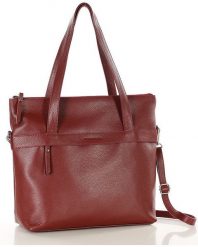 Hobo bag skórzany MARCO MAZZINI bordowy s287d. Czerwone torebki klasyczne bez wzorów, ze skóry, na ramię, bez dodatków. Za 284.05 zł.