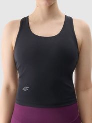 4F Top sportowy w kolorze czarnym rozmiar: S. Czarne koszulki sportowe 4f, bez wzorów, z materiału, bez ramiączek, outdoorowe. Za 74.99 zł.