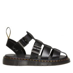 Sandały Dr. Martens. Czarne sandały Dr. Martens, bez wzorów, bez obcasa, na płaskiej podeszwie, bez zapięcia. Za 559.99 zł.
