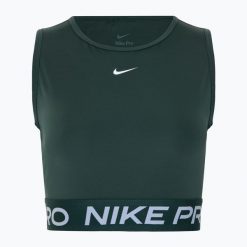 Tank top treningowy damski Nike Pro Dri-Fit. Zielone topy Nike, bez wzorów, bez kołnierzyka, bez ramiączek. Za 159.99 zł.