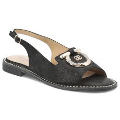 Sandały damskie S. Barski, ze sprzączką eleganckie z eko skóry na płaskim obcasie, czarne, KV51-043. Czarne sandały S.BARSKI, z aplikacjami, ze skóry, eleganckie, bez obcasa, na płaskiej podeszwie, bez zapięcia. Za 149.00 zł.